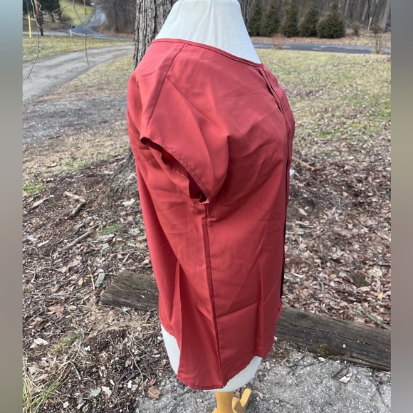 ORARE VINTAGE ORANGE PLEATED BLOUSE WOMENS 14 - Picture 3 of 7